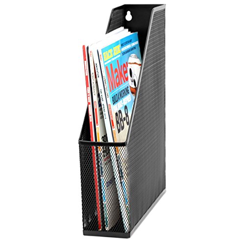 U Brands Mesh Steel Magazine File Holder, 12.5" x 9.8" x 3", Black, Desk Organizer for Magazines, Documents, Files and Folders, Modern Office Accessory