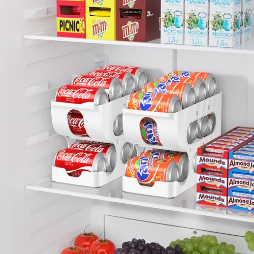 Sotfamily FIFO Soda Can Organizer for Pantry/Fridge, Automatic Rolling Pop Can Dispenser/Storage/Holder/Container for Refrigerator or 12" Deep Shelf, Space-Saving Drink Organizer for 12 Standard Cans - size: 1 Pack