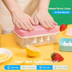 PHINOX Ice Cube Tray with Lid and Bin, 3 Pack Plastic Ice Cube Tray Molds, 84 pcs Ice Trays for freezer, Chilling Drinks, Whiskey & Cocktails, with Ice Container and Ice Scoop, BPA-Free - color: Pink, size: 0.8"-3tier