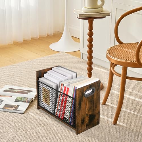 YINMIT Magazine Holder, Magazine Rack for Desktop and Home Office, Farmhouse File Storage Basket for Letters, Magazines, Books, Newspapers (Large) - size: Large
