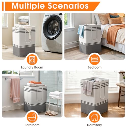 4 Pack Large Laundry Baskets, Laundry Hampers, Freestanding Waterproof Collapsible Clothes Bag with Extended & Reinforced Handles - Clothes Basket for Dorm, Bathroom, Home (75L) - size: 4 x 75L