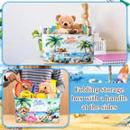 Geelin 3 Pcs Beach Baskets Summer Storage Basket for Gifts Collapsible Waterproof Canvas Cute Storage Bin Organizer with Handles for Book Closet Shelf Nursery Decor - style: Beach
