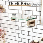 KOKOSIRI Wall Shelves Bathroom Hardware Glass Floating Shelf 16-Inch for Bedroom, Living Room, Kitchen, Hanging Rack Champagne Bronze B1105CPG-L16 - color: Champagne Bronze, size: 16-Inch