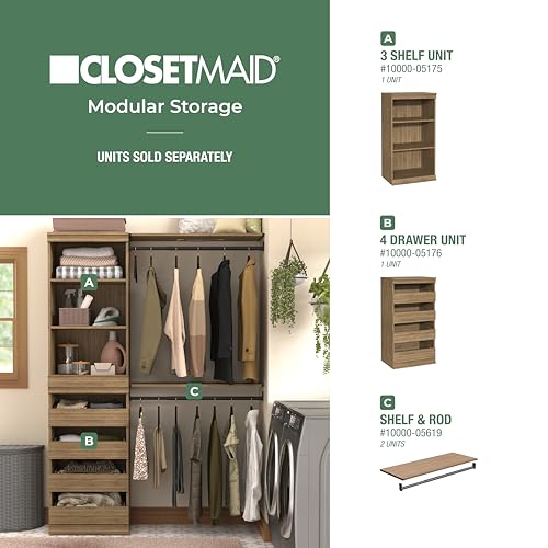 ClosetMaid Modular Storage Stackable 3-Shelf Unit, Sand - color: Sand