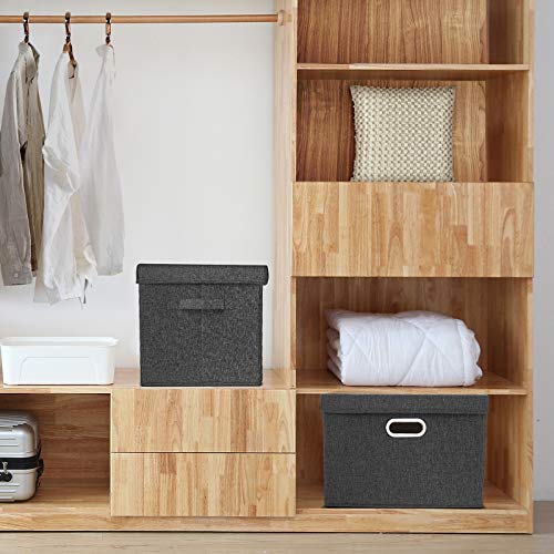 TYEERS Large Storage Bins with Lids, Collapsible, Washable, Fabric Storage Boxes for Organizing, 17.3x11.8x11.4 inches, 2 Pack, Black - color: Black, size: 2-Pack Large