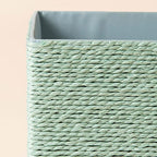 Storage Baskets Set 4 - Stackable Woven Basket Paper Rope Bin, Storage Boxes for Makeup Closet Bathroom Bedroom (Light Green) - color: Light Green