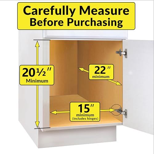 LYNK PROFESSIONAL® Double Pull Out Trash Can Under Cabinet - Under Sink Trash Can Slider - Trash Can Slide Out Drawer - Sliding Pull Out for Kitchen Garbage Bin (Trash Cans Not Included) - size: 14-1/8" W x 20-1/4" L x 11-1/2" H
