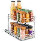 Pull Out Cabinet Organizer for Spices, Cans - Heavy Duty with Lifetime Limited Warranty- Pull Out Spice Rack- Cabinet Pull Out Shelf for Cans,Dishes, Etc, 6.-1/2"W x 10-3/8"D x 8-7/8"H, Chrome - size: 6.5 Inch - Double