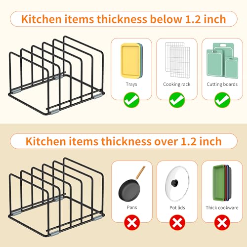 Cutting Board Organizer, Kitchen Cabinet Organizer, Divided Rack with 5 Slots for Baking Trays, Cutting Boards - Cookie sheet Organizer Inside Cabinet, Baking Sheets Holder (medium) - style: 1PC(Medium)