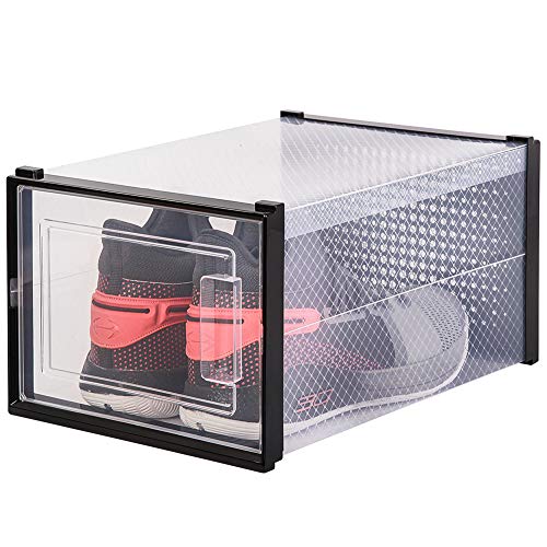 OnDisplay Clik Stackable Interlocking Shoe Box System (Medium Clear/Black, Single Box) - color: Medium Clear/Black, size: Single