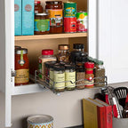 Pull-Out Cabinet Spice Rack Organizer - Slim Slide-Out Storage for Spices, Bottles & Jars, Premium Heavy-Duty Steel, Easy Install for Narrow Kitchen Cabinets - 10 ⅜ W x 10 ⅜ D x 2 ¾ H, Chrome - size: 10 Inch - Single