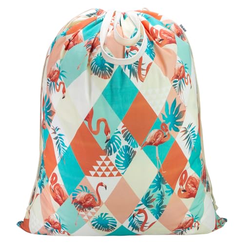 Canvas Laundry Bag 33"Wx 35"H, Thick Canvas Laundry Bag with Handles & Drawstring, Extra Large Heavy Duty Washable Basket Liner Hamper Liner Storage Sack (Pink Flamingo) - color: Pink Flamingo,1pc XL, size: XL 33"W x 35"H┃1 Pack
