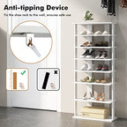 COSTWAY 7 Tiers Shoe Rack, Double Rows Vertical Tall Narrow Patented Shoe Organizer, Free Standing Shoe Rack for Small Space, Entryway, Closet, Living Room, Bedroom (White) - color: White