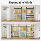 Timate F3 Plus Wall Mounted Clothes Rack Industrial Pipe Clothing Rack for Hanging Clothes, Heavy Duty Clothes Rack with Shelves, Expandable Garment Rack Wall Closet System, Black Pipe Closet Kit - color: Black, size: F3 Plus