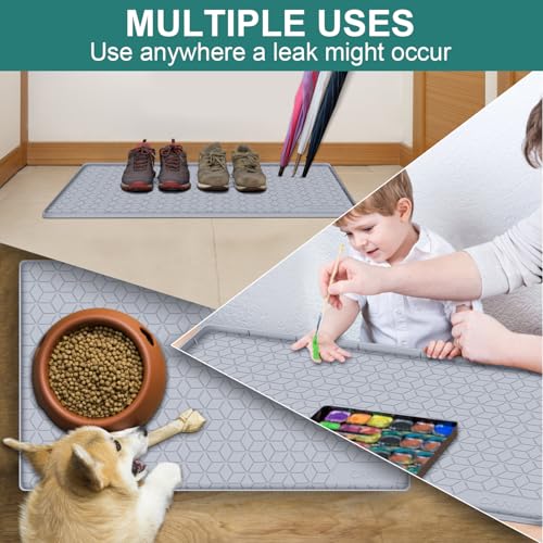 Under Sink Mat, 34" x 22" Waterproof Silicone Under Sink Tray for Kitchen & Laundry Cabinets, Kitchen Cabinet Shelf Protector, Up to 3.3 Gallons Liquid, Fits 36 inch Standard Cabinet Light Grey - color: Light Grey, size: 22"W x 34"L