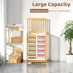 FILWH Laundry Hamper with Lid (16.9 * 13 * 26.5inches) Large Bamboo Laundry Bin Basket 85L Clothes Hamper with 1 Removable Bag Storage baskets for Bathroom(Natural) - color: Natural