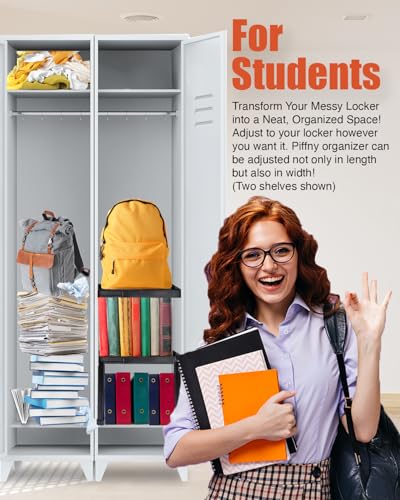 Piffny Locker Organizer Shelf, Adjustable Width and Height, Ideal for School, Office, and Gym Lockers, Pink 2 Pack - color: Pink 2 Pack