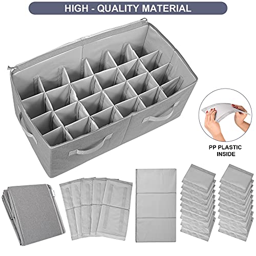 Moteph Shoe Organizer Closet Storage Solution with Clear Cover & Adjustable Dividers for Shoes, Handbags, Blankets, Linen, Clothing (Large - 24 Pairs, Grey) - color: Grey, size: Large - 24 Pairs