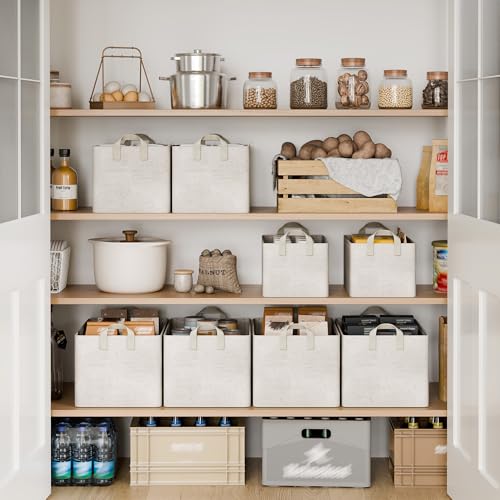 StorageWorks Storage Bins, Shelves Baskets for Organizing, 45L Extra Large Fabric Closet Organizers with Handles, Metal Frame, Beige-Cotton-linen, 2-Pack - color: Beige（Cotton-linen）, size: 19" L x 13 ¼" W x 11" H