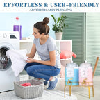 Glass Laundry Detergent Dispenser- 1 Gallon Glass Fabric Softener Dispenser with Leak-Proof Stainless Steel Faucet & Stand. Large Laundry Soap Container for Washer Room Organization &Storage