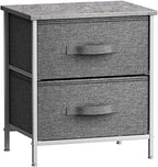 Sorbus Nightstand with 2 Drawers - Bedside Furniture End Table Night Stand with Steel Frame, Wood Top & Easy Pull Fabric Bins - Small Dresser & Chest for Home, Bedroom Accessories & Office - color: Grey, style: 2 Drawer