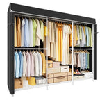 ULIFHOME E14C Pro Heavy Duty Closet Organizer System，Freestanding Clothing Racks for Hanging Clothes，Adjustable Garment Rack 70.1"W × 16.6"D × 76.4"H Hold 960 lbs，White Rack with Black Dustproof Cover - color: White Rack With Black Cover