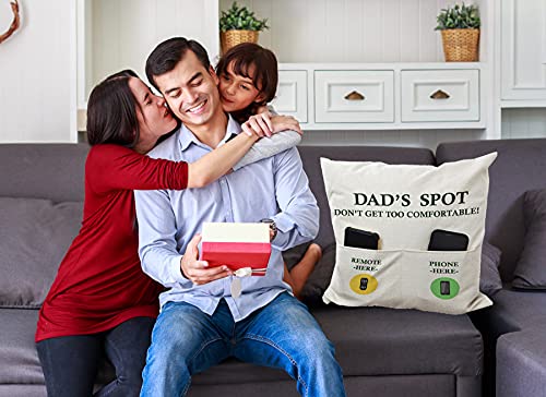 ZUYUROU Dad Gifts, 2-Pocket Dad's Spot Throw Pillow Covers 18 x 18 Inch + Engraved Bottle Opener, Dad Gifts from Daughter Son，Birthday Christmas Thanksgiving Day Gifts for Papa Stepdad - color: Dad