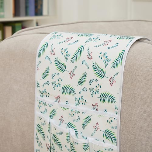 FLYILY Sofa Armrest Organizer Non-Slip Arm Chair Hanging Caddy Remote Control Holder for Magazine,Tablet, Phone, Books, Glasses(GreenLeaf,13in) - color: GreenLeaf, size: 35"x13"