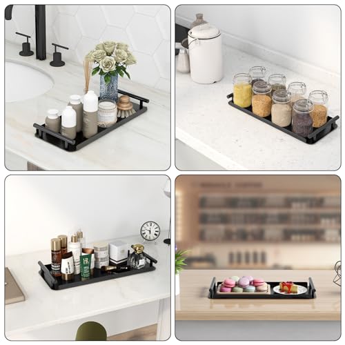 FEILERN Toilet Paper Basket, Stainless Steel Toilet Tank Tray with Handle for Organizing - Toilet Paper Basket Storage for Toilet Tank, Bathroom, Kitchen Counter (Black) - color: Black