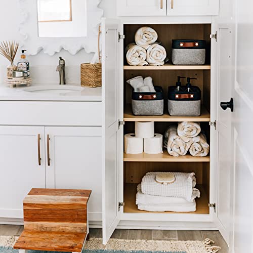 OrganiHaus Small Fabric Storage Baskets 6 Pack, 12x8in Cloth Storage Bins for Shelves, Small Baskets for Organizing Pantry Closet, Canvas Shelf Baskets, Gray/Black - color: Gray / Black, size: Small - 6pc