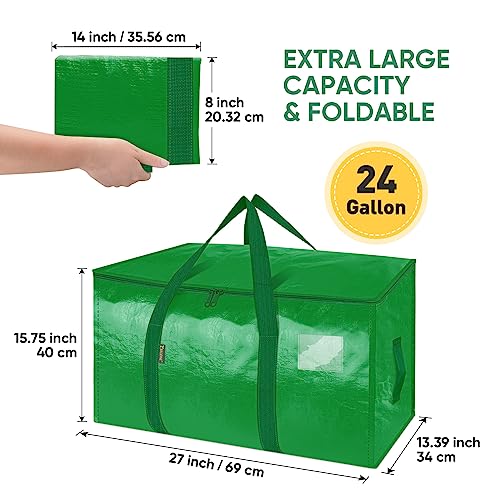 BALEINE 4-Pack Oversized Moving Bags with Reinforced Handles, Heavy-Duty Storage Tote for Clothes, Moving Supplies (Light Green, 4-Pack) - color: Light Green, size: 4-Pack