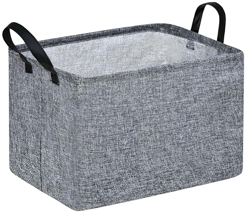 Rec Box Hamper Storage Basket Collapsible Organizer Bin Gift Shelf Baskets for Home and Kitchen Storage - color: Grey