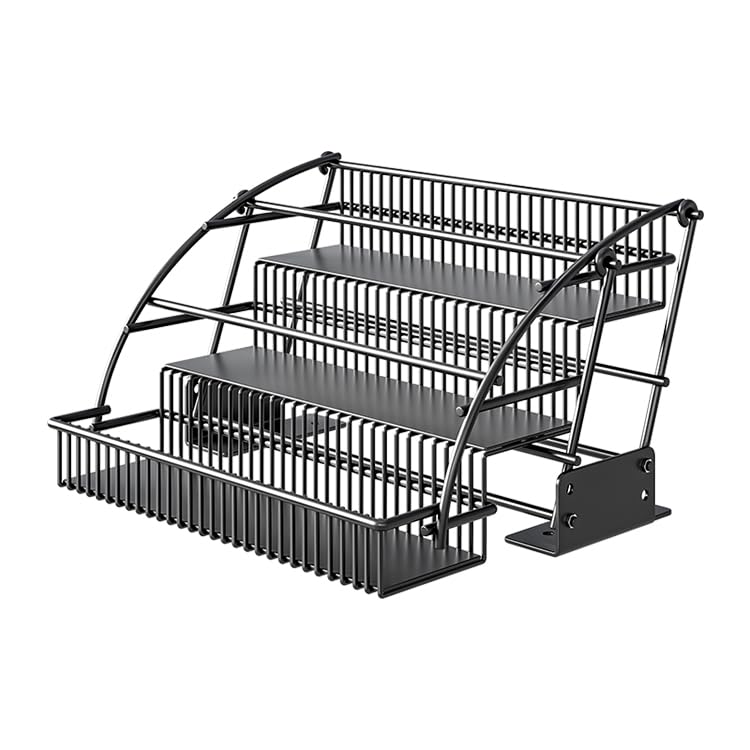 3-Tier Pull Down Spice Rack Organizer for Inside Cabinet Pantry Expandable Display Riser Shelf Kitchen Seasoning Shelf(27.5cm/10.8in) - size: 27.5 cm/10.8 in/Gun