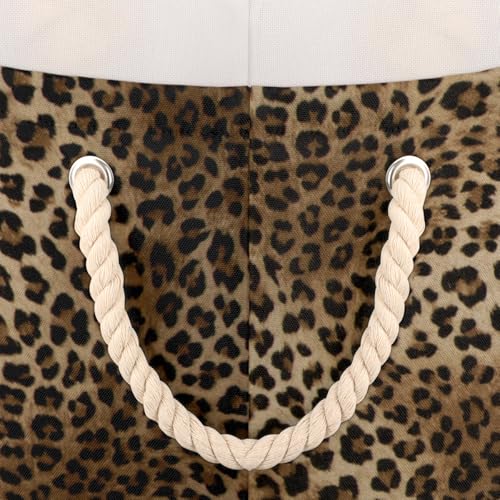 Pardick Leopard Cheetah Print Large Round Storage Basket Collapsible Circle Storage Bin Laundry Hamper With Handle for Kids Toy Blanket Clothes Towel Living Room Nursery Storage Organizer Decor - color: Print 15