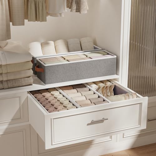 Fabric Storage Bin, Foldable Long Clothes Basket, 15 x 6 x 5 Inch Storage Box Container with Double Handles, Gray, 1-Pack - color: Grey, size: 1-Pack