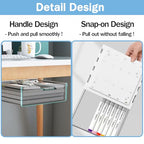 SVNNELP Large Under Desk Table Drawer Storage Organizer A4, Hidden Self-Adhesive Under Desk Pencil Tray Drawer for Office (Clear Black/L) - size: L