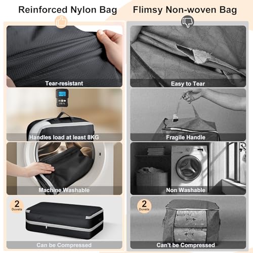 Comforter Storage Bag - Large Capacity Bedding Storage Bags Ultra Space Saving Self Compression Organizer, Washable Compression Bags for Storage Comforter Blanket Duvet Pillow, 4-Pack, Black - color: Black, size: 4 Packs