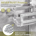 GAOKASE Aluminum Shower Caddy Hanging, Never Rust Shower Organizer- 4 Levels with adjustable Height 10 Hooks for Razor/Sponge - Rack with Soap Basket (Silver) - color: Silver