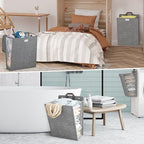 Wall Hanging Laundry Basket, Collapsible Laundry Hamper with Handle & Laundry Balls,Space-Saving Foldable Storage Dirty Washer Organizer Bin Multi-function Container Durable, Set of 2 (Grey) - color: Grey