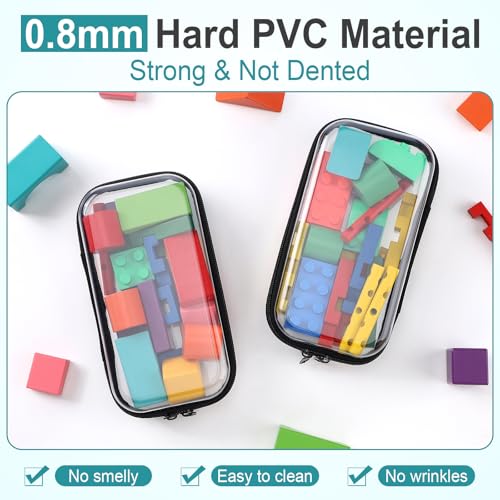 Sanwuta 6 Pcs Clear Hard Zipper Case Plastic Zipper Pouches Transparent Makeup Bag Pencil Case Pouches Toiletry Diaper Bag for Travel Toy Storage Organizer Bins(Black,7.48 x 3.94 x 2 Inch) - color: Black, size: 7.48 x 3.94 x 2 Inch