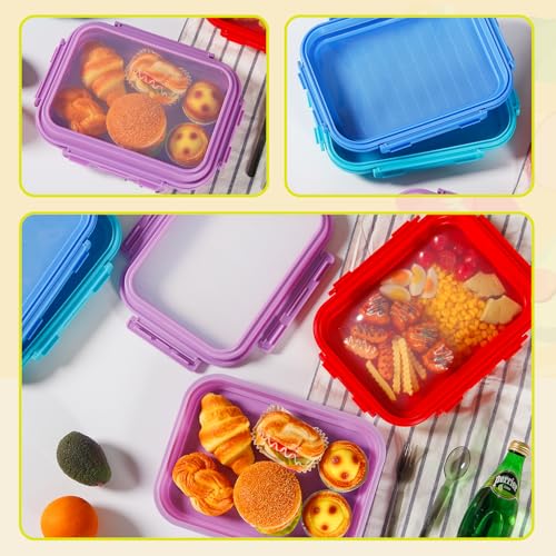 2 Pack Silicone Food Fresh-Keeping Storage Containers with Lid, Dual-Shape Design, BPA-Free, Leakproof Lock Clips, Versatile Fridge Storage Containers, Space Saving & Expandable - color: Red
