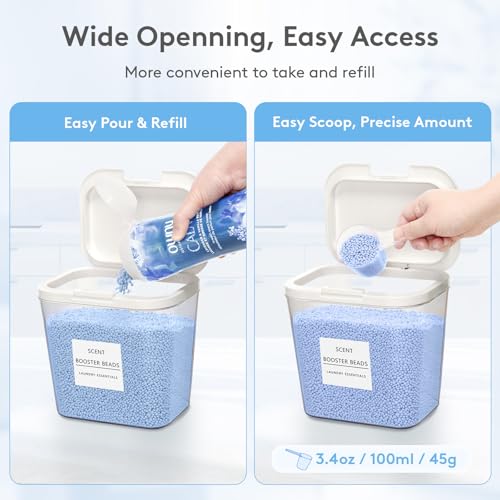 Lifewit Laundry Pods Container with Pop-up Lid, Laundry Room Organization, Dryer Sheet Holder for Washing Powder Scent Booster Beads, 2700 +4500ml/0.72+1.2gal,2 Pcs - style: 0.72+1.2gal