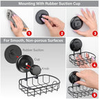 HASKO accessories Suction Soap Dish with Hooks - Super Powerful Vacuum Suction Cup Shower Soap Holder - Rustproof Stainless Steel SS304 Soap Basket - Sponge Holder for Bathroom & Kitchen (Black) - color: Black