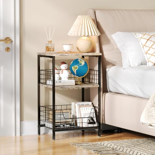 X-cosrack Side Table, Small End Table Record Player Stand with Storage, Vinyl Record Storage Night Stand for Living Room, Bedroom,Office(Patent Pending)(Brown&Black) - color: Brown,black