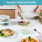 Vtopmart 8 Pack Glass Food Storage Containers with Airtight Lids, Glass Meal Prep Containers, Lunch Office Meal for Microwave, Oven, Freezer and Dishwasher, BPA Free - color: Blue