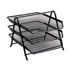 Mind Reader 3-Tier Paper Tray, Desktop Organizer, File Storage, Workspace, Office, Metal Mesh, 11.75"L x 13.75"W x 10"H, Black