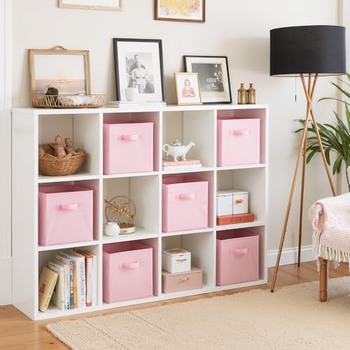 Cupic Cupid 11x11 Storage Cubes, 6 Pack Open Storage Bins with Handles, Storage Cube Organizer for Clothes and Toys, Collapsible Cube Bins for Closet, Shelves, Offices, Pink - color: Pink, size: 11 Inch