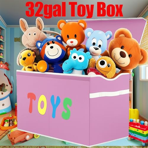 YOLOXO Toy Box Chest, Collapsible Sturdy Storage Bins with Lids, Extra Large Kids Toy Storage Organizer Boxes Bins Baskets for Kids, Boys, Girls, Nursery Room, Playroom, Closet (Classical Pink) - color: Classical Pink