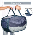 Durable Collapsible Laundry Baskets, Mesh Pop Up Laundry Hamper with Side Pocket, Foldable Clothes Hamper with Reinforced Carry Handles for Laundry, Bathroom, Kids Room, Dorm, Travel 2 Pack Navy Blue - color: 2 x Navy Blue