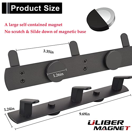 ULIBERMAGNET Magnetic Coat Hooks,Heavy Duty Magnetic Key Rack,Strong Rubber Magnetic Hanger for Refrigerator,Metal Cabinet,Door,Hanging Coat, Towel, Bag, Scarf, Helmet(Matte Black/3 Hooks) - color: Black, size: 3 Hooks Magnetic Rack